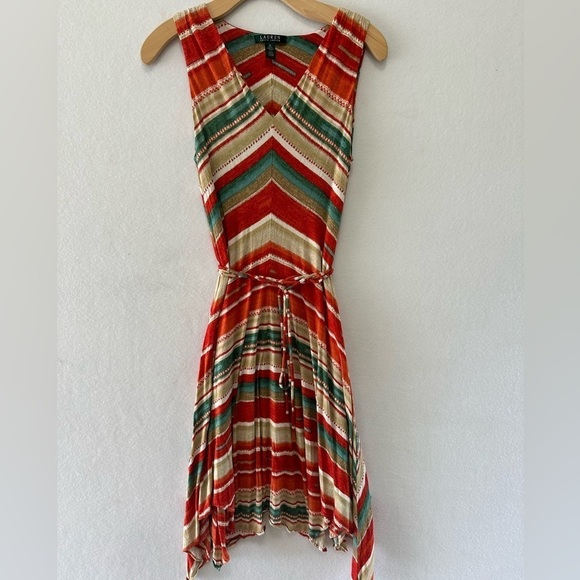 Lauren Ralph Lauren Dresses & Skirts - Lauren Ralph Lauren Western Southwest Aztec Striped Handkerchief Dress Med READ